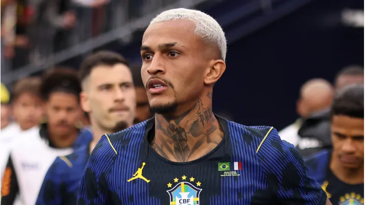 FOXBOROUGH, MASSACHUSETTS - MARCH 26: Wesley of Brazil enters the pitch for the second half during the international friendly match between Brazil and France at Gillette Stadium on March 26, 2026 in Foxborough, Massachusetts. (Photo by Maddie Meyer/Getty Images)