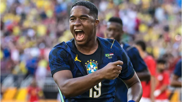 Endrick marcou o gol da vitória da Seleção contra o Egito. Foto: William Volcov/IMAGO/ Brazil Photo Press