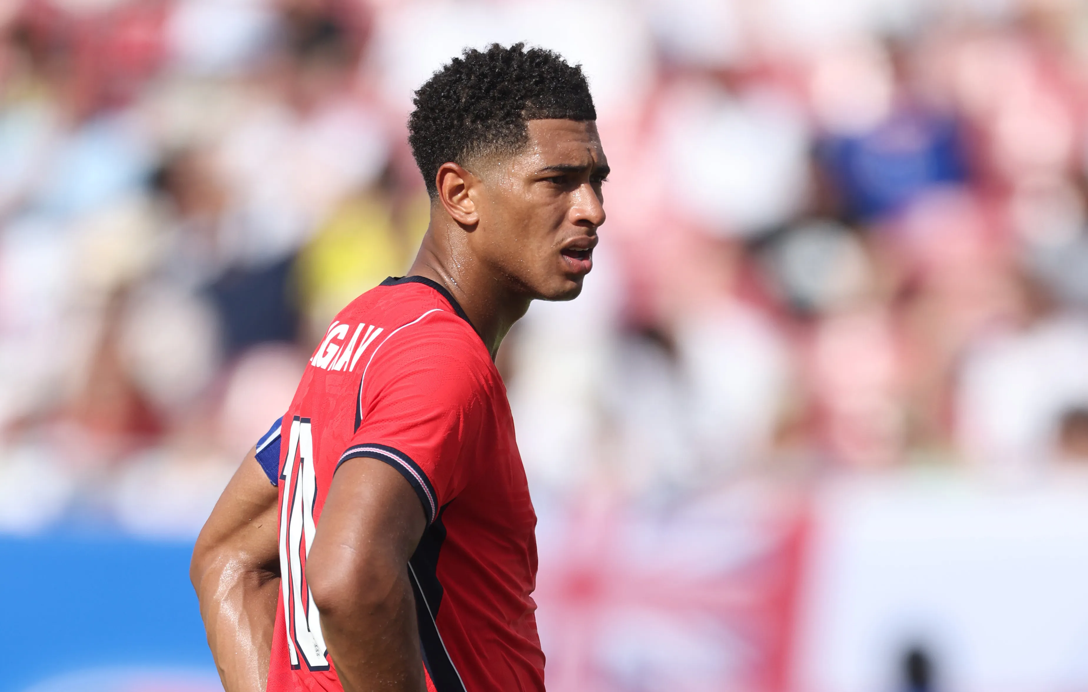 TAMPA, FLORIDA – JUNE 06: Jude Bellingham #10 of England during the international friendly match between England and New Zealand at Raymond James Stadium on June 06, 2026 in Tampa, Florida. (Photo by Richard Pelham/Getty Images)
