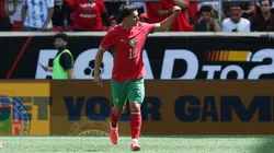 HARRISON, NEW JERSEY - JUNE 07: Brahim Díaz of Morocco celebrates after scoring the team's first goal during the international friendly match between Morocco and Norway at Red Bull Arena on June 07, 2026 in Harrison, New Jersey. (Photo by Vincent Carchietta/Getty Images)