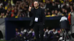 MADRID, SPAIN - MARCH 27: Mohamed Ouahbi, Head Coach of Morocco gives the team instructions during an international friendly match between Morocco and Ecuador at the Wanda Metropolitano on March 27, 2026 in Madrid, Spain. (Photo by Denis Doyle/Getty Images)
