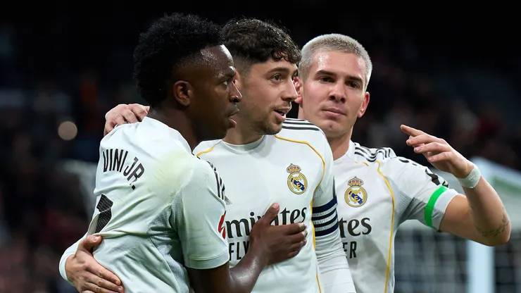 Vinicius Junior, Federico Valverde e Franco Mastantuono. Foto: (Photo by Angel Martinez/Getty Images)