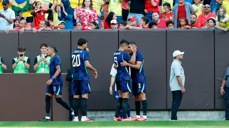 Bruno Guimarães abriu o placar da vitória da Seleção sobre o Egito por 2 a 1, em Cleveland. Créditos: Rafael Ribeiro/CBF
