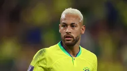 AL RAYYAN, QATAR - DECEMBER 09: Neymar of Brazil reacts during the FIFA World Cup Qatar 2022 quarter final match between Croatia and Brazil at Education City Stadium on December 09, 2022 in Al Rayyan, Qatar. (Photo by Alex Grimm/Getty Images)