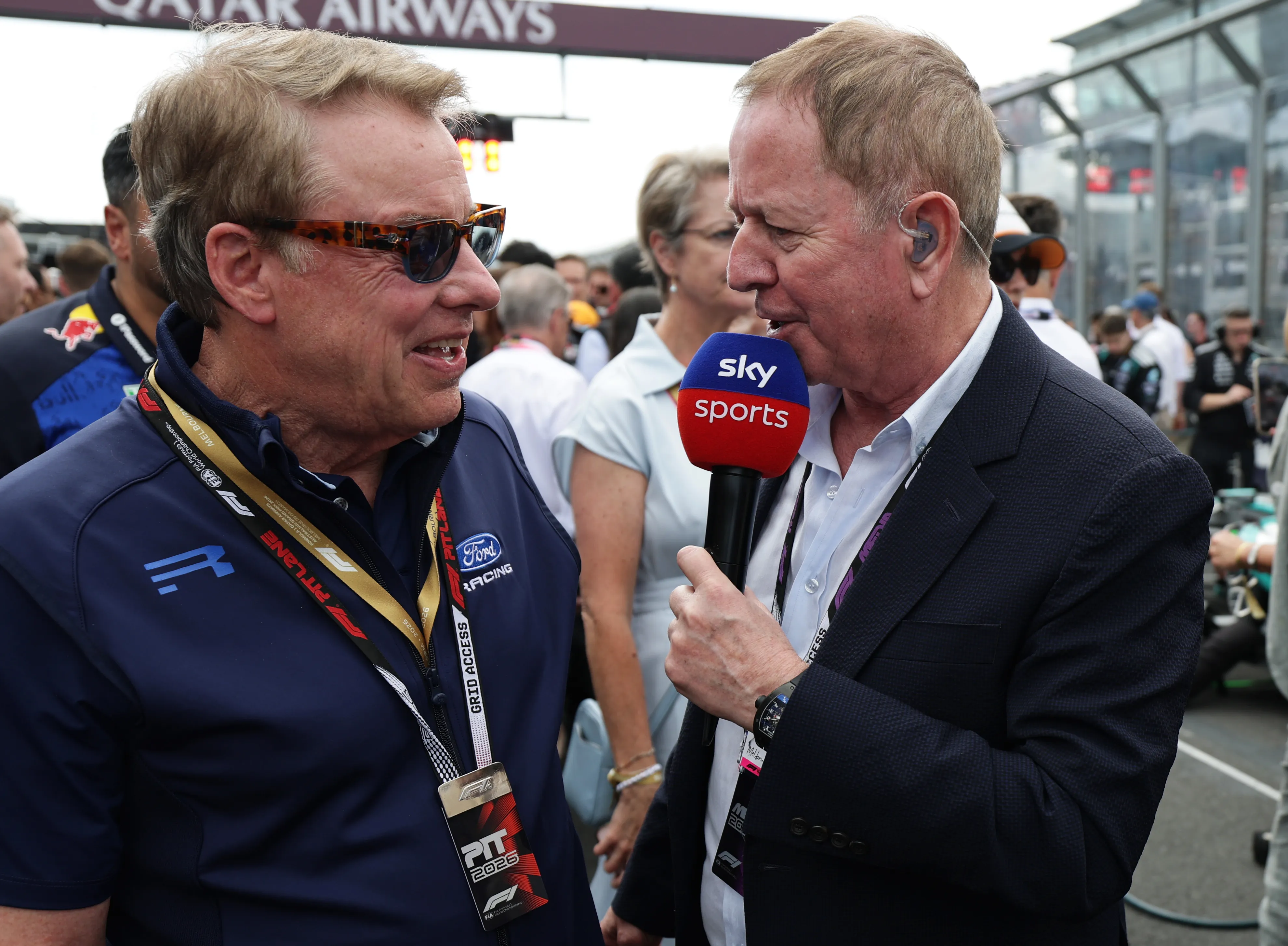 MELBOURNE, AUSTRALIA – MARCH 08: Bill Ford, Executive Chairman of Ford Performance is interviewed by Martin Brundle, Sky Sports F1, on the grid during the F1 Grand Prix of Australia at Albert Park Grand Prix Circuit on March 08, 2026 in Melbourne, Australia. (Photo by Mark Thompson/Getty Images)