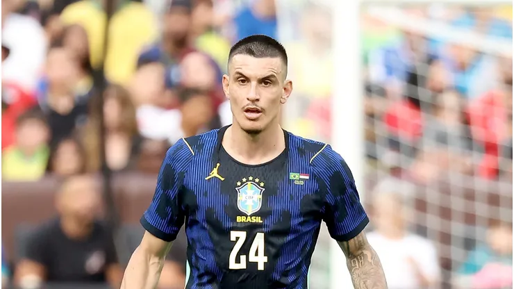 CLEVELAND, OHIO - JUNE 6: Roger Ibanez #24 of Brazil controls the ball during the international friendly match against Egypt at Huntington Bank Field on June 6, 2026 in Cleveland, Ohio. Brazil defeated Egypt 2-1. (Photo by Kirk Irwin/Getty Images)