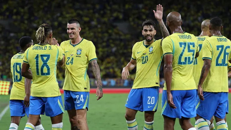 Jogadores da Seleção Brasileira comemoram vitória em amistoso diante do Panamá. (Photo by Wagner Meier/Getty Images)