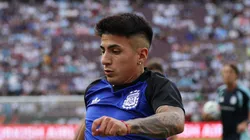 COLLEGE STATION, TEXAS - JUNE 06: Thiago Almada of Argentina warms up prior to the international friendly match between Argentina and Honduras at Kyle Field on June 06, 2026 in College Station, Texas. (Photo by Tim Warner/Getty Images)
