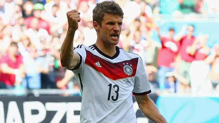 Thomas Müller marcou o último hat-trick da Alemanha na Copa do Mundo (Photo by Martin Rose)