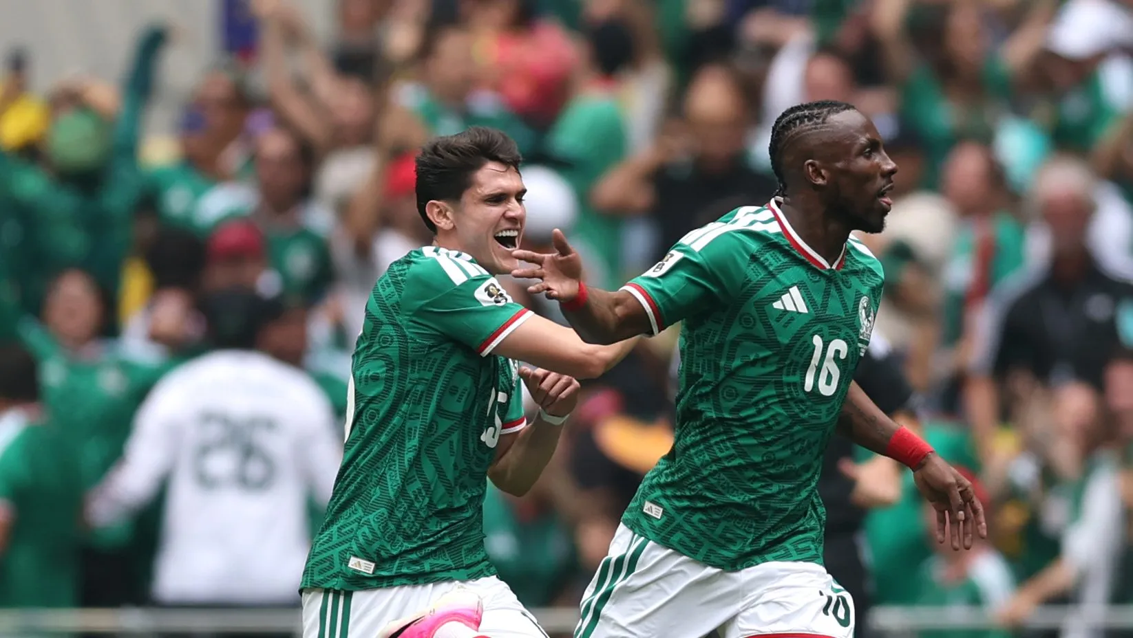 Foto: Luke Hales/Getty Images – Julián Q. comemorando gol marcado no México na estreia da Copa.