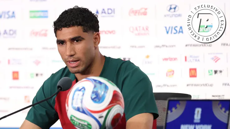 Hakimi durante coletiva de imprensa. Foto: Darrian Traynor/Getty Images