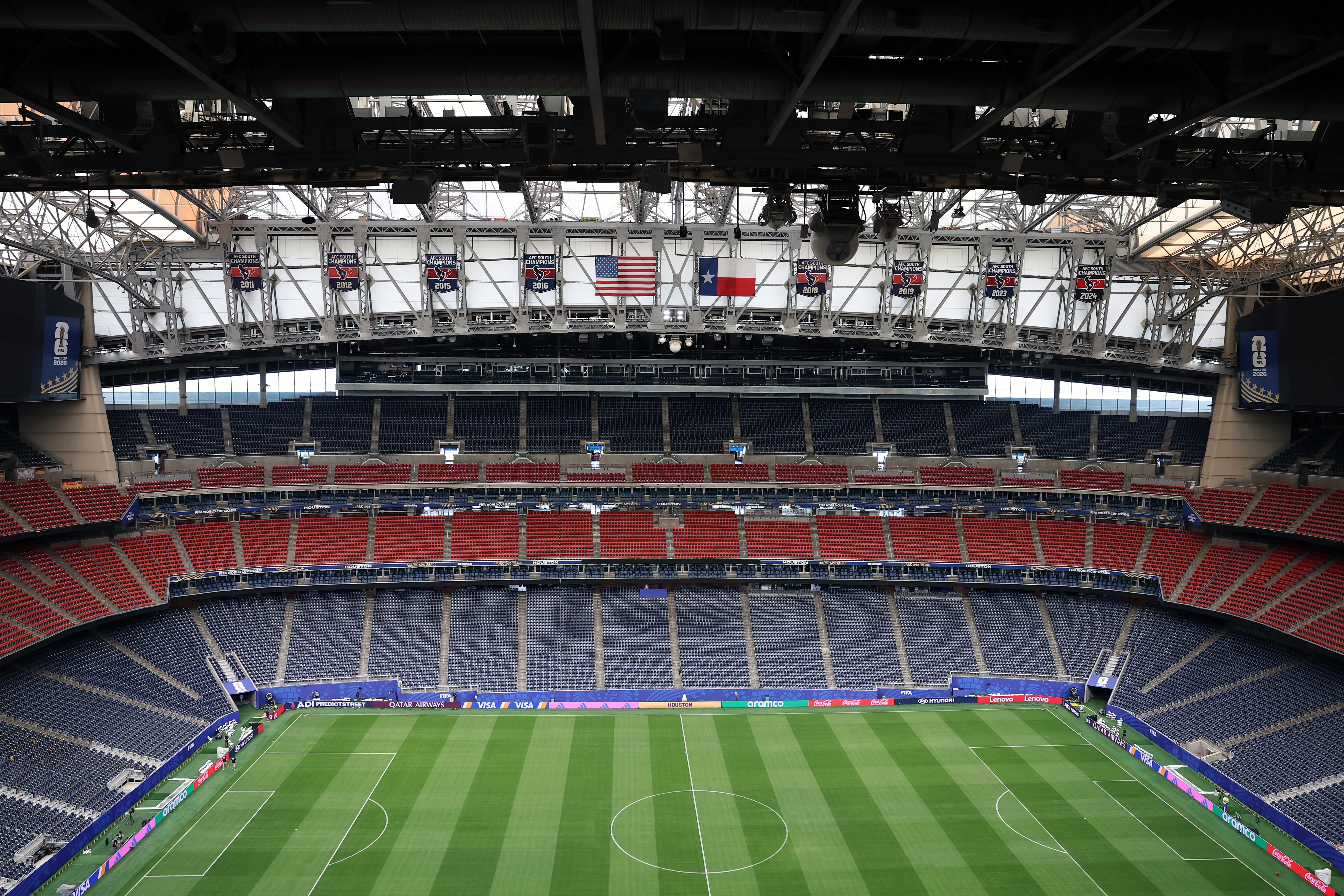 VARIOUS CITIES – JUNE 13: A general view inside the stadium one day ahead of the FIFA World Cup 2026 Group E match between Germany and Curacao at Houston Stadium on June 13, 2026 in Houston, Texas. (Photo by Molly Darlington/Getty Images)