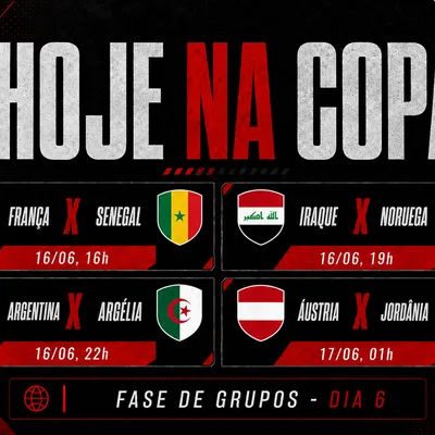 Argentina X Argélia é o grande jogo de hoje na Copa