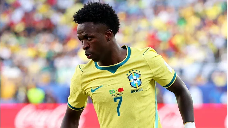 Vinicius Jr foi um dos destaques no empate entre Brasil e Marrocos (Photo by Darrian Traynor)