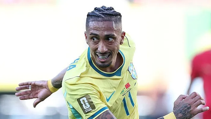 Raphinha na Seleção Brasileira. Foto: Kevin C. Cox/Getty Images