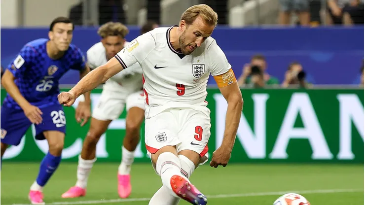 Kane marcou dois gols na vitória diante da Croácia na Copa de 2026 (Photo by Richard Pelham)