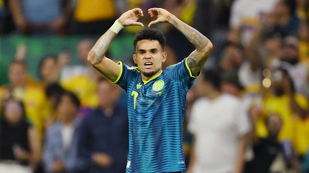 Luis Díaz celebra seu gol pela Colômbia – (Photo by David Ramos/Getty Images)
