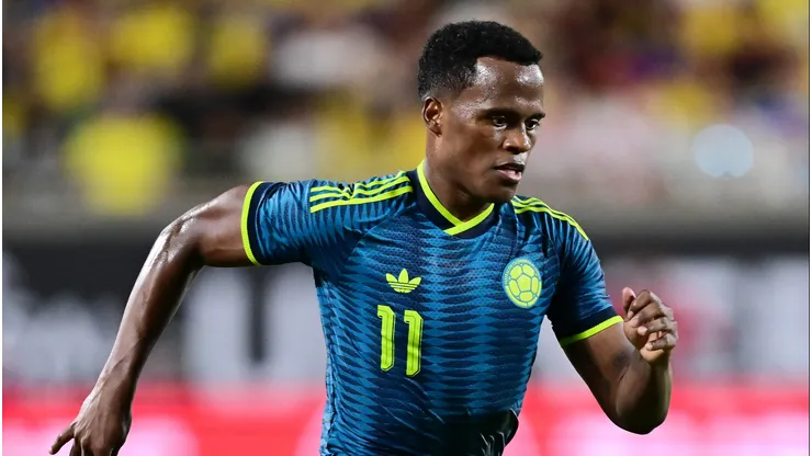 ORLANDO, FLORIDA - MARCH 26: Jhon Arias of Colombia controls the ball during the international friendly match between Colombia and Croatia an international at Camping World Stadium on March 26, 2026 in Orlando, Florida. (Photo by Julio Aguilar/Getty Images)