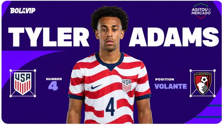 Tyler Adams, camisa 4 dos Estados Unidos. Foto: FAUGERE FRANCK/IMAGO/PRESSE SPORTS