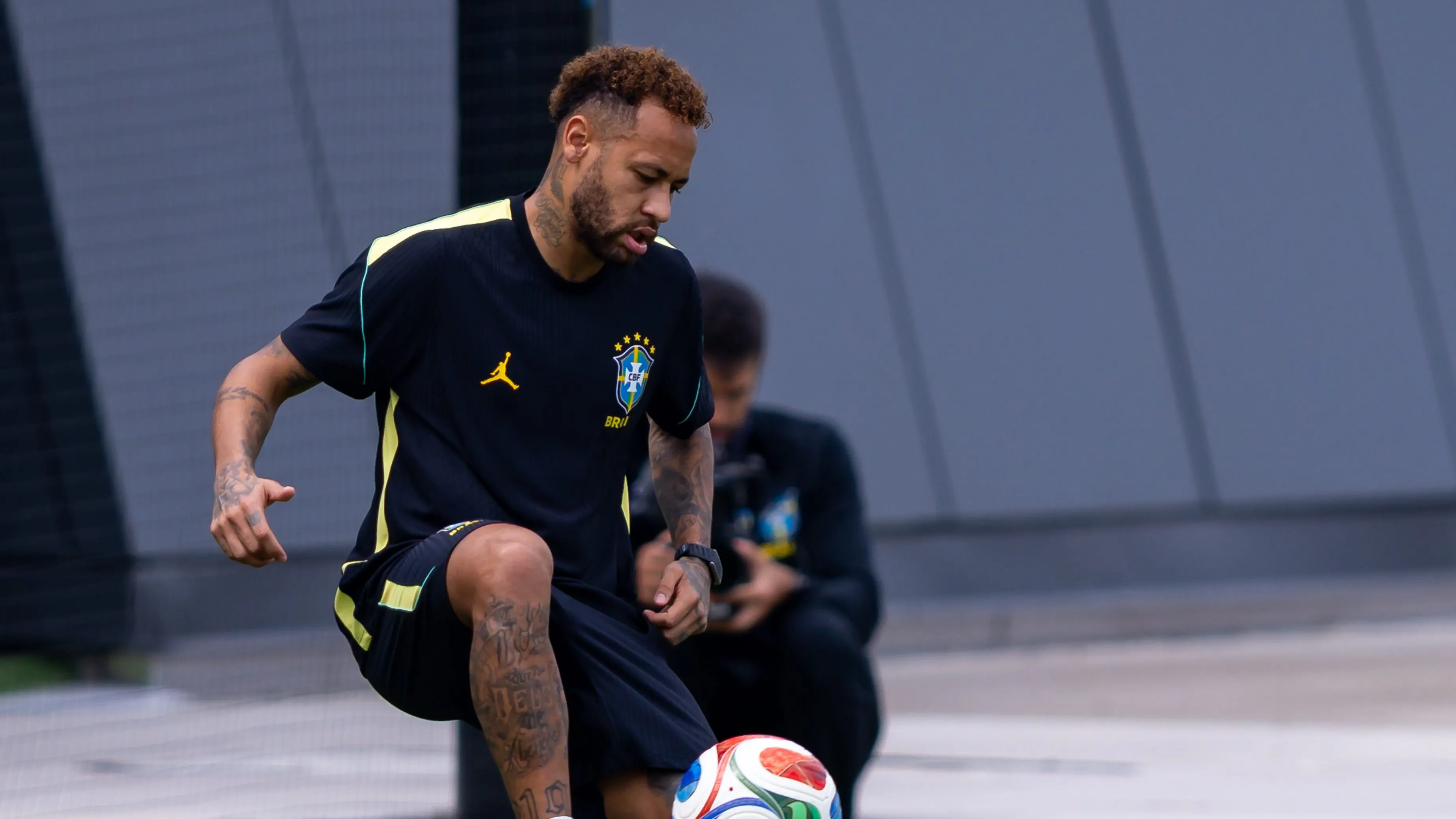 Neymar em treino pela Seleção Brasileira