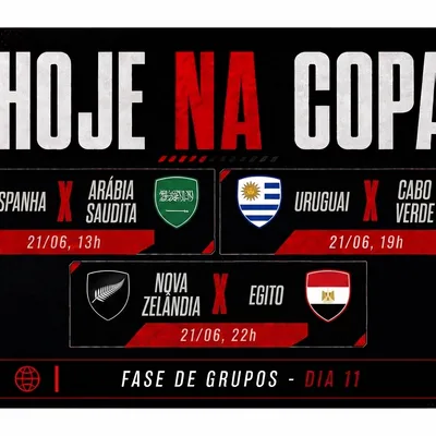 Espanha e Uruguai lideram jogos de hoje na Copa