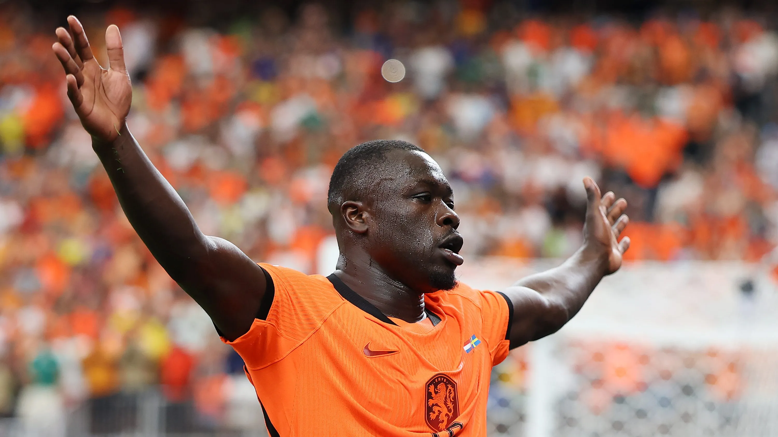 HOUSTON, TEXAS – JUNE 20: Brian Brobbey #19 of the Netherlands celebrates scoring his team’s second goal during the FIFA World Cup 2026 Group F match between Netherlands and Sweden at Houston Stadium on June 20, 2026 in Houston, Texas. (Photo by Molly Darlington/Getty Images)