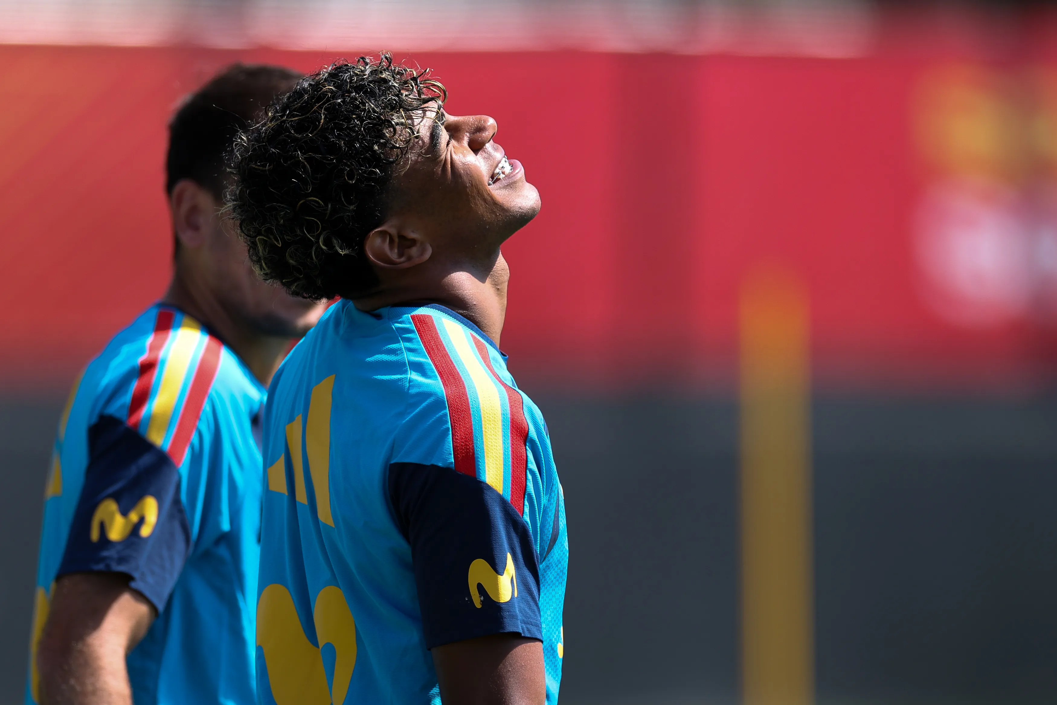 CHATTANOOGA, TENNESSEE – JUNE 19: Lamine Yamal #19 of Spain reacts prior to the training at Baylor School on June 19, 2026 in Chattanooga, Tennessee. (Photo by Florencia Tan Jun/Getty Images)