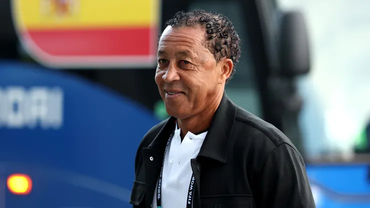 ATLANTA, GEORGIA - JUNE 15: Bubista, Head Coach of Cabo Verde, arrives before the FIFA World Cup 2026 Group H match between Spain and Cabo Verde at Atlanta Stadium on June 15, 2026 in Atlanta, Georgia. (Photo by Florencia Tan Jun/Getty Images)