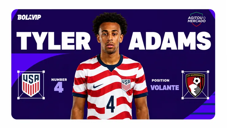 Tyler Adams, camisa 4 dos Estados Unidos.