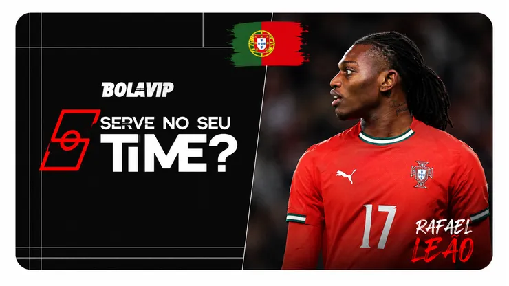 Rafael Leão se destaca pela seleção lusitana. Foto: Carlos Rodrigues/Getty Images/Inteligência Artificial com Auxílio do Bolavip Brasil.