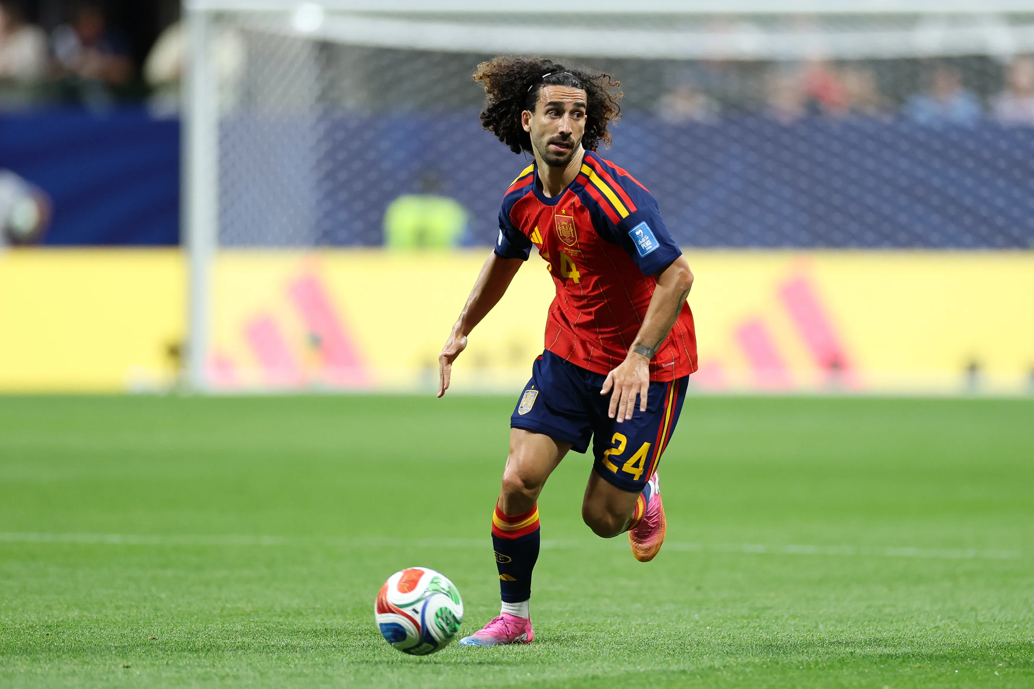 ATLANTA, GEORGIA – JUNE 21: Marc Cucurella #24 of Spain
in action during the FIFA World Cup 2026 Group H match between Spain and Saudi Arabia at Atlanta Stadium on June 21, 2026 in Atlanta, Georgia. (Photo by Florencia Tan Jun/Getty Images)