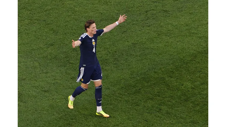 FOXBOROUGH, MASSACHUSETTS - JUNE 19: Scott McTominay #4 of Scotland reacts during the FIFA World Cup 2026 Group C match between Scotland and Morocco at Boston Stadium on June 19, 2026 in Foxborough, Massachusetts. (Photo by Mattia Ozbot/Getty Images)