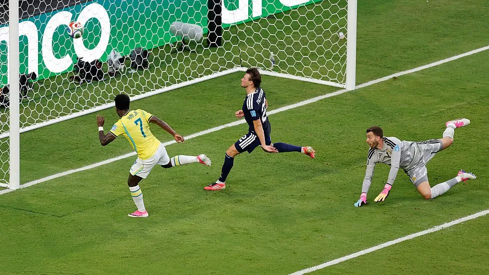 Gol do Vini pela Seleção. Foto: Michael Reaves/Getty Images