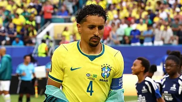 Marquinhos antes de Escócia x Brasil pela Copa do Mundo. (Photo by Robert Cianflone/Getty Images)