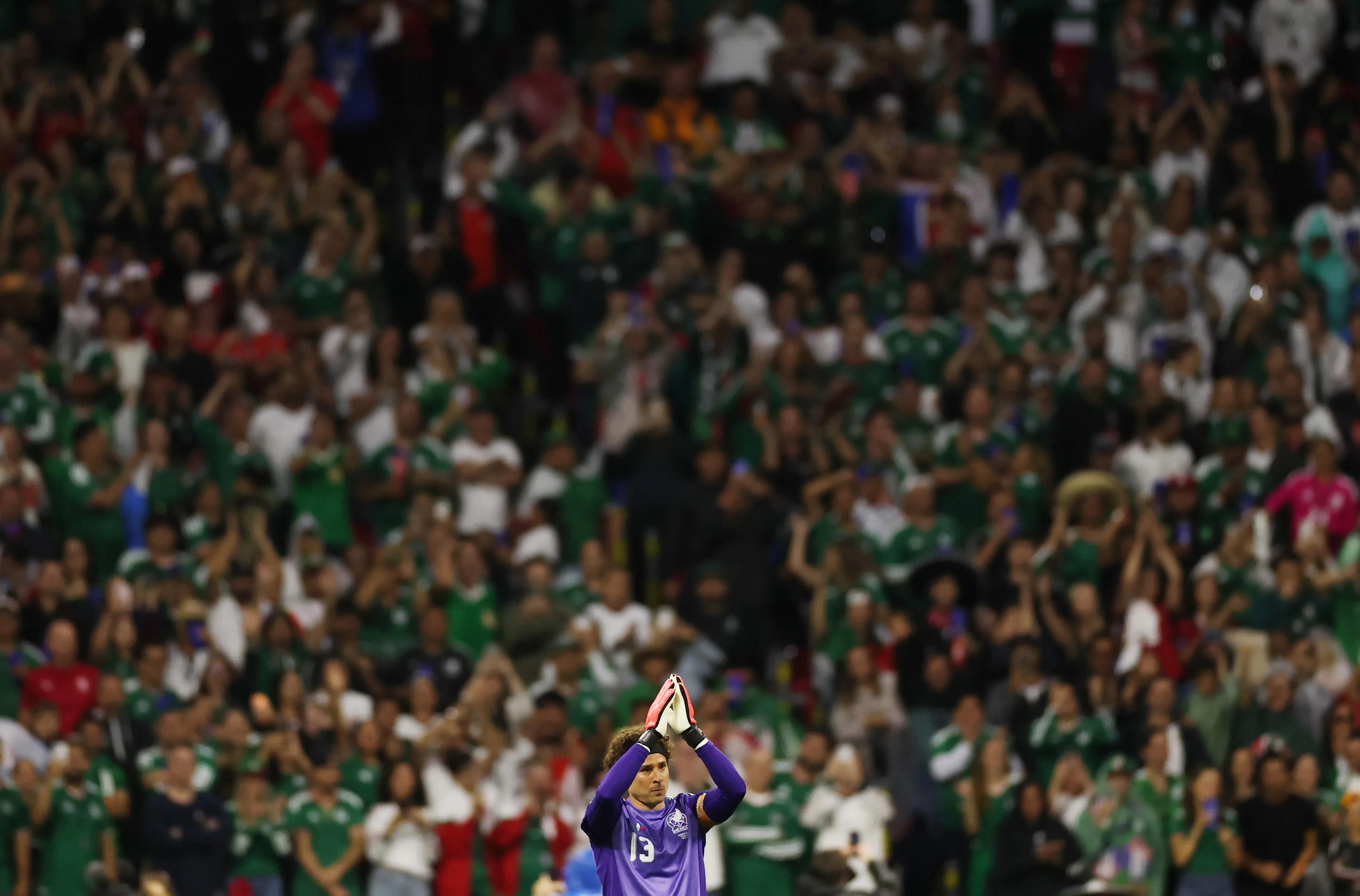 MEXICO CITY, MEXICO – JUNE 24: Guillermo Ochoa #13 of Mexico applauds fans as he comes on during the FIFA World Cup 2026 Group A match between Czechia and Mexico at Mexico City Stadium on June 24, 2026 in Mexico City, Mexico. (Photo by Lars Baron/Getty Images)