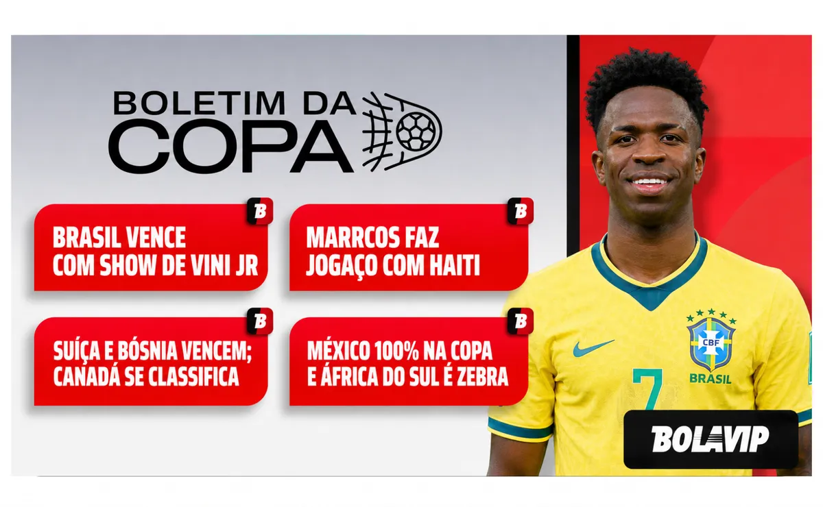 Vini Jr decide, Brasil vence, México 100% e zebra com África do Sul na Copa do Mundo; veja resumos