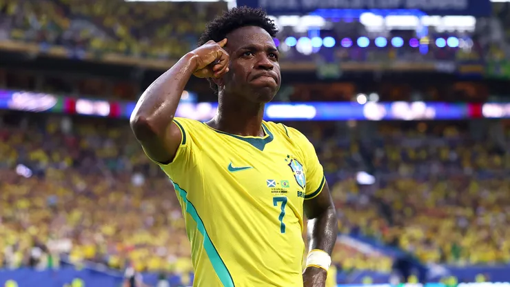 Vinícius Junior marcou dois gols na vitória sobre a Escócia. Foto: Megan Briggs/Getty Images
