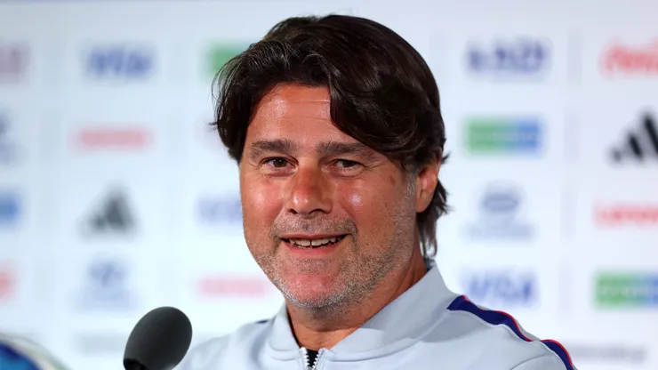 INGLEWOOD, CALIFORNIA - JUNE 24: Head coach Mauricio Pochettino of the United States talks to the media during a press conference one day ahead of the FIFA World Cup 2026 Group D match between Türkiye and USA at Los Angeles Stadium on June 24, 2026 in Inglewood, California. (Photo by Jamie Squire/Getty Images)