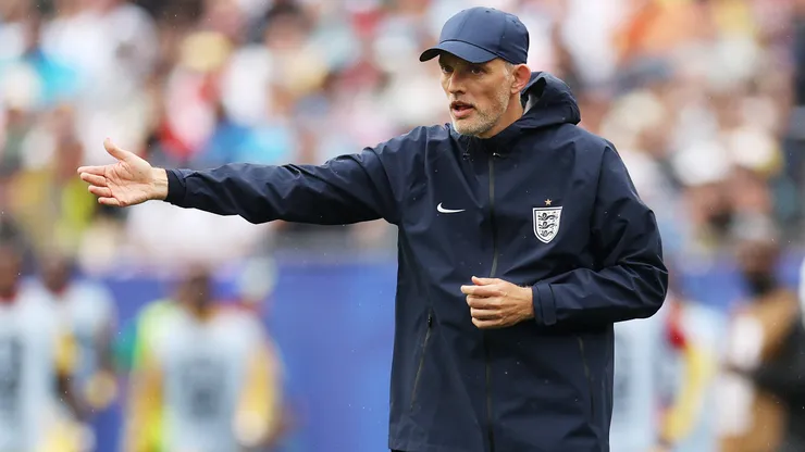 FOXBOROUGH, MASSACHUSETTS - JUNE 23: Thomas Tuchel, Manager of England, reacts during the FIFA World Cup 2026 Group L match between England and Ghana at Boston Stadium on June 23, 2026 in Foxborough, Massachusetts. (Photo by Richard Pelham/Getty Images)
