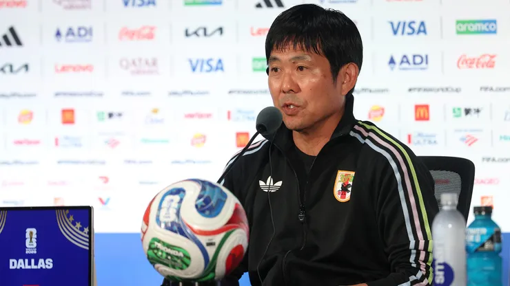 Hajime Moriyasu em coletiva de imprensa. Photo by Stacy Revere/Getty Images