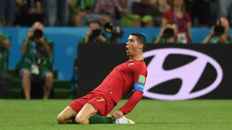 CR7 comemorando gol contra a Espanha. (Photo by Stu Forster/Getty Images)
