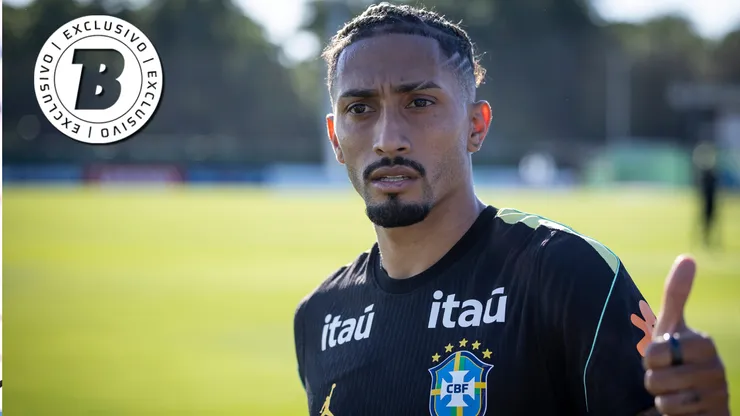 Raphinha em treino da Seleção Brasileira. Foto: Ira L. Black/Getty Images