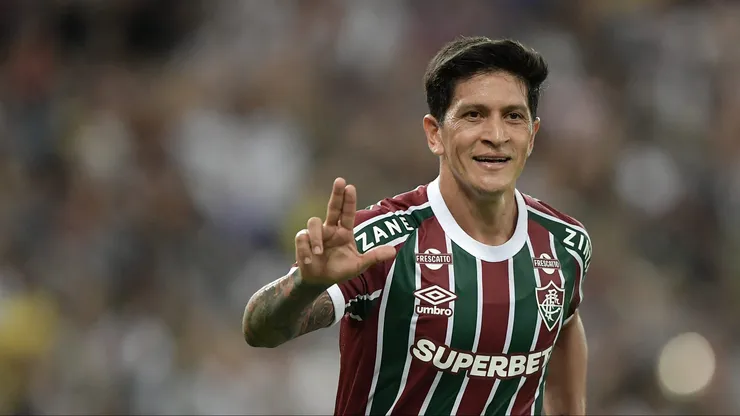 Germán Cano jogador do Fluminense comemora seu gol durante partida contra o Vitoria. Foto: Thiago Ribeiro/AGIF