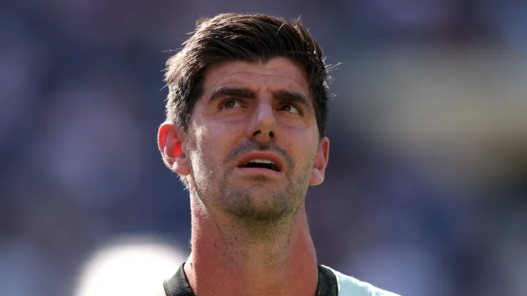 SEATTLE, WASHINGTON - JULY 06: Thibaut Courtois #1 of Belgium looks on before the FIFA World Cup 2026 Round Of 16 match between USA and Belgium at Seattle Stadium on July 06, 2026 in Seattle, Washington. (Photo by Luke Hales/Getty Images)