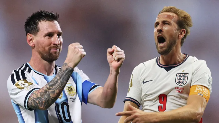 Messi e Kane se enfrentam pela semifinal da Copa do Mundo. Fotos: Michael Steele/Getty Images e Richard Pelham/Getty Images
