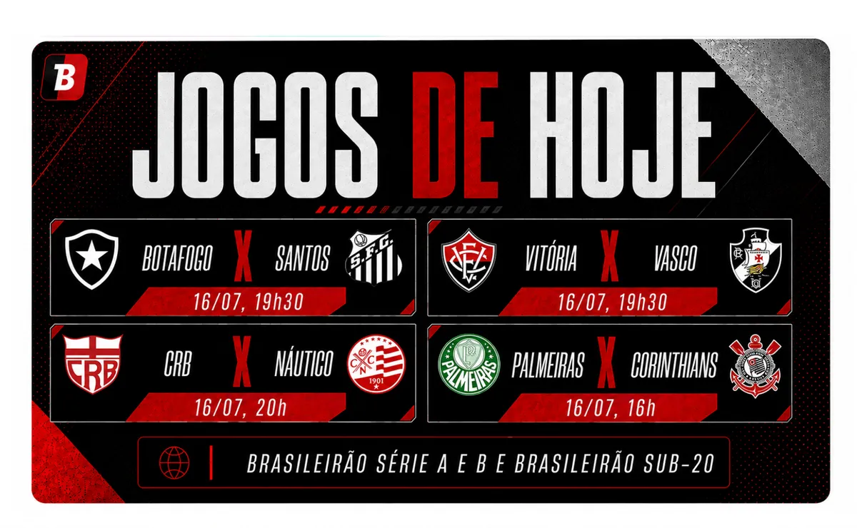Botafogo X Santos marca jogos nesta quinta-feira (16); veja horários e onde assistir ao vivo