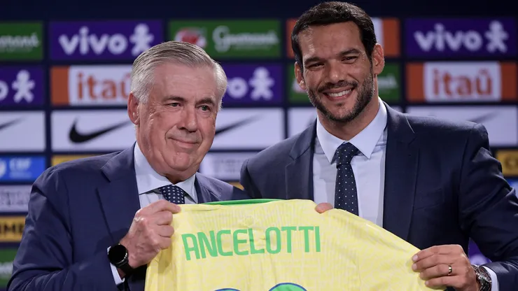 Samir Xaud e Ancelotti. Foto: Thiago Ribeiro/AGIF