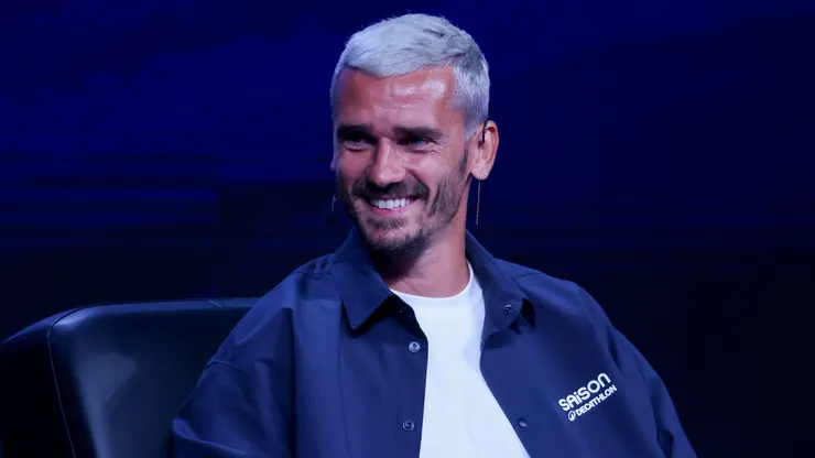 WINTER PARK, FLORIDA - JULY 7: Antoine Griezmann of Orlando City SC speaks to the media at his first press conference at Full Sail Live on July 7, 2026 in Winter Park, Florida. (Photo by Alex Menendez/Getty Images)