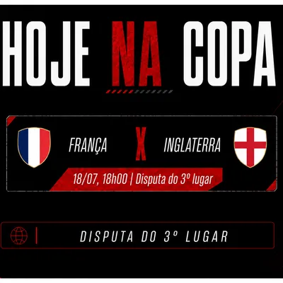 França e Inglaterra brigam pelo pódio da Copa hoje