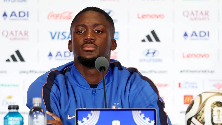 Konaté em coletiva de imprensa. Photo by Jamie Squire/Getty Images